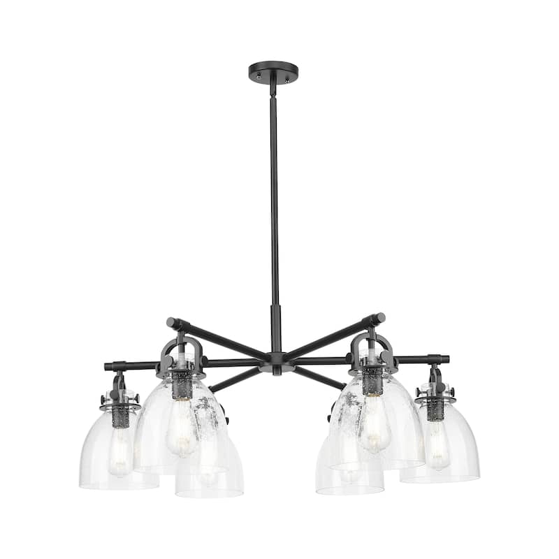 Innovations Lighting Downtown Urban - Newton Bell - 6 Light 26" Stem Hung Arched-Frame Chandelier