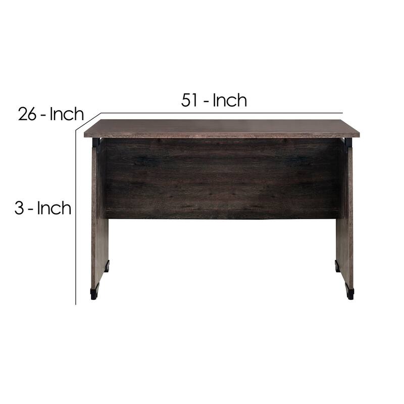 51 Inches Office Desk with 6 Drawer File Cabinet, Brown
