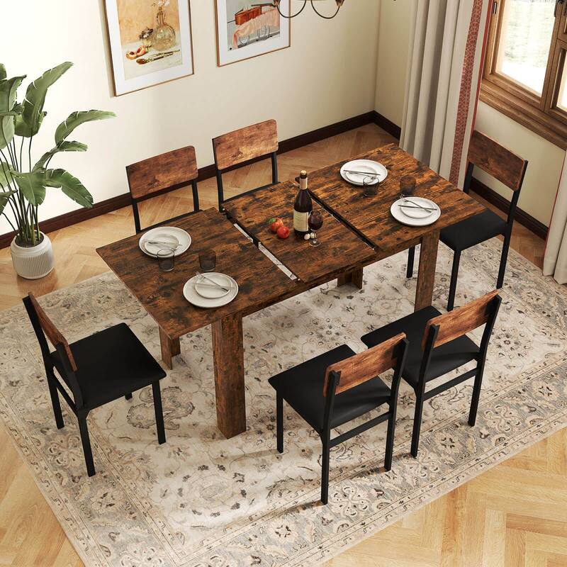 Costway 47”-62” Extendable Dining Table for 4-8 People for Dining Room - See Details