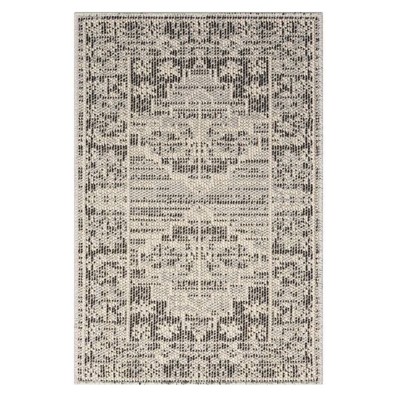 Terra by Obeetee Canyon Heriz Gray Rug - 2' x 3' - Cream/Onyx - 2' x 3'