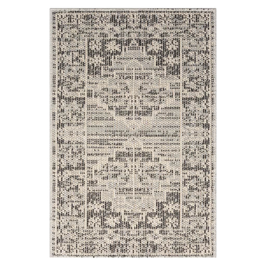 Terra by Obeetee Canyon Heriz Gray Rug - 2' x 3'