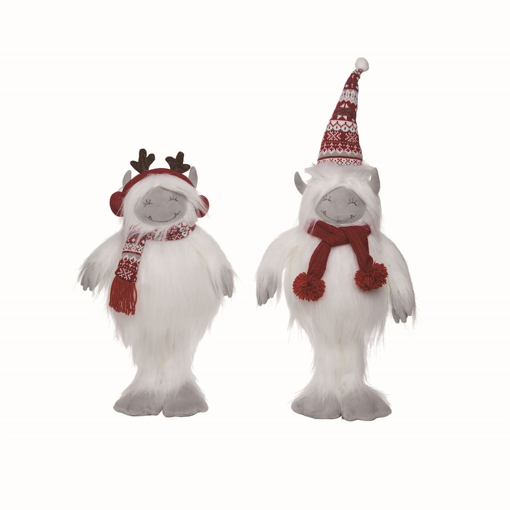 Transpac Plush Standing Yeti Set of 2 Christmas Home Decorations