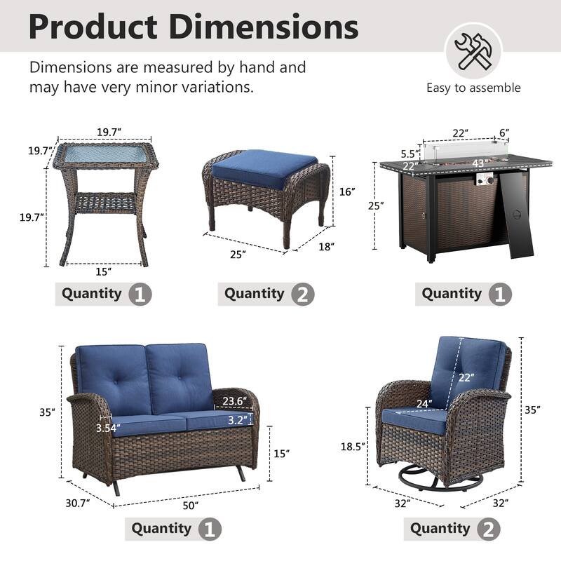 Gymojoy Outdoor Fire Pit Conversation Set, Loveseat Glider Sofa & Chairs - Patio Furniture Set