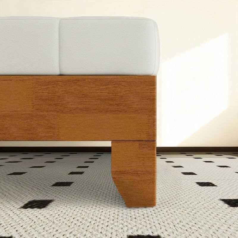 Modern Brown Solid Wood Platform Bed Frame with Headboard