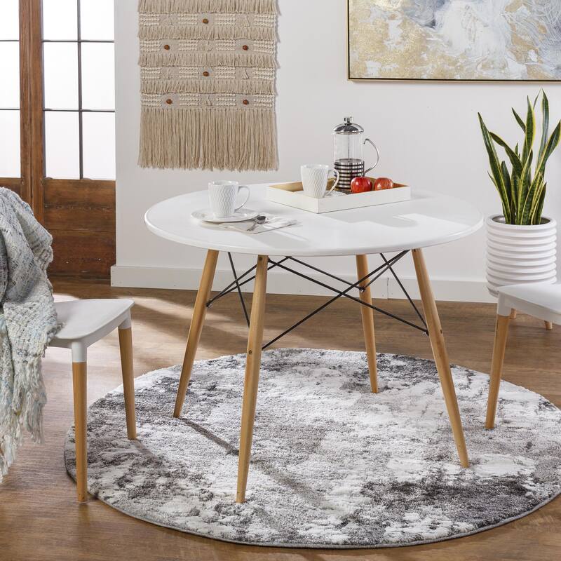 Livabliss Venice Mid-Century Abstract Area Rug - 7'10" x 7'10" Round - Charcoal