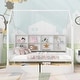 preview thumbnail 2 of 7, White Wooden House Bed with 2 Drawers, 8 Storage Shelf, Kids Bed