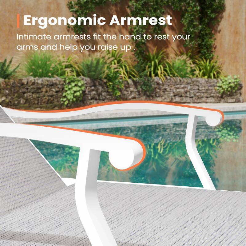Pellebant 2PCS Patio Aluminum Adjustable Chaise Lounge Chair