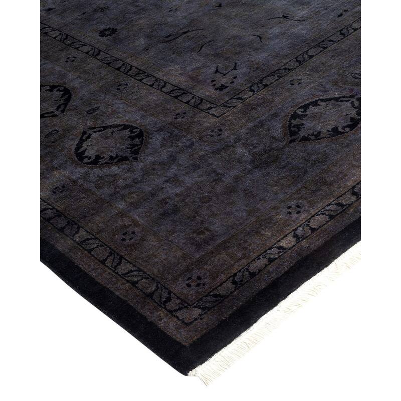 Overton Hand Knotted Wool Vintage Inspired Modern Contemporary Overdyed Gray Area Rug - 8' 3" x 10' 5"