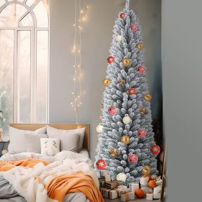 7ft Artificial Christmas Tree slim Trees with Lights and Stand