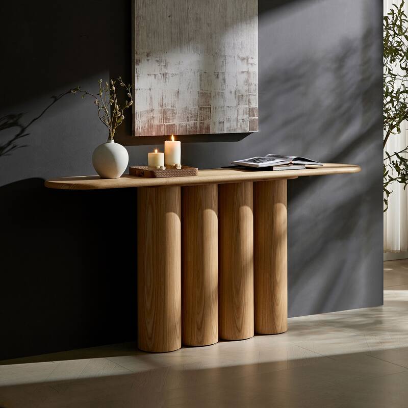 66.93" Modern Console Table for Entryway with Unique cylinders Legs Design for Living Room Hallway Foyer Entrance Study