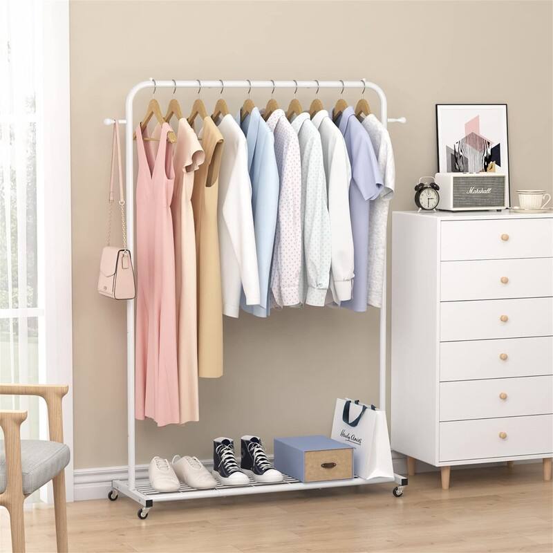 Clothing Rack with Bottom Mesh Storage Shelf - 39.76"D x 16"W x 64.56"H