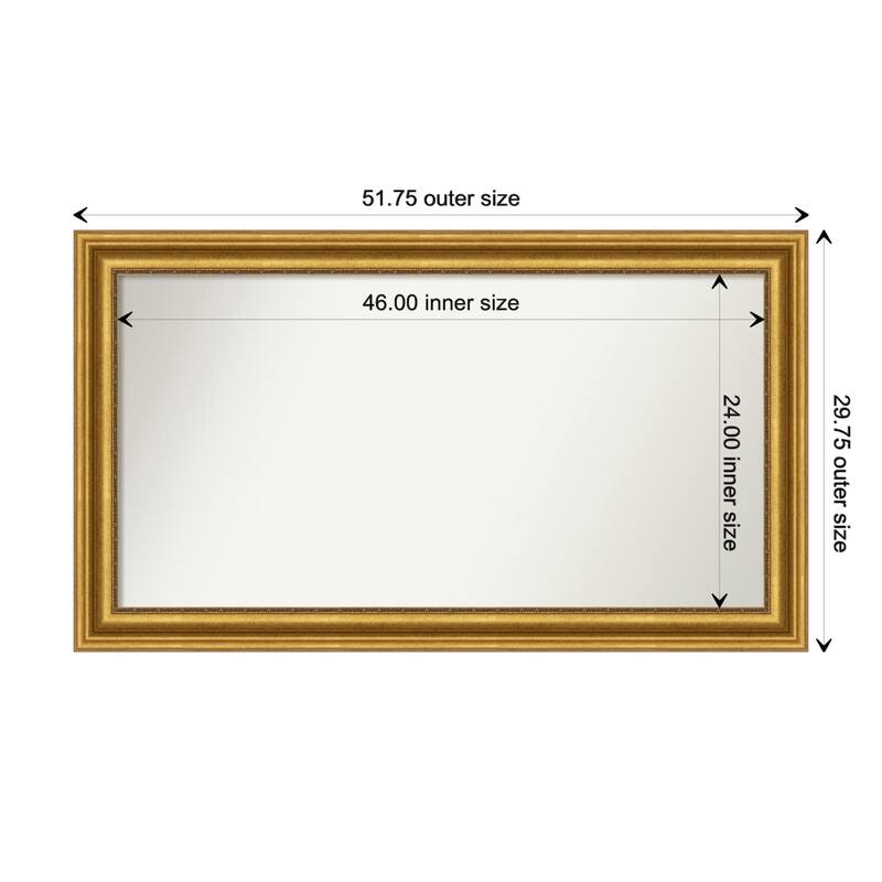Parlor Gold Framed Non-Beveled Custom Wall Mirror, Bathroom Vanity Mirror - Outer Size: 51.75 x 29.75