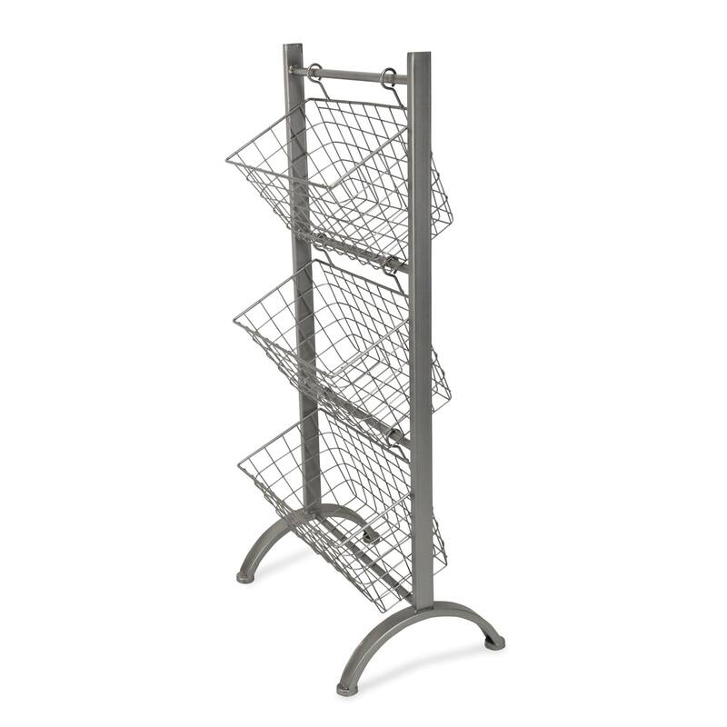 Gray Metal 3 Tier Basket Storage
