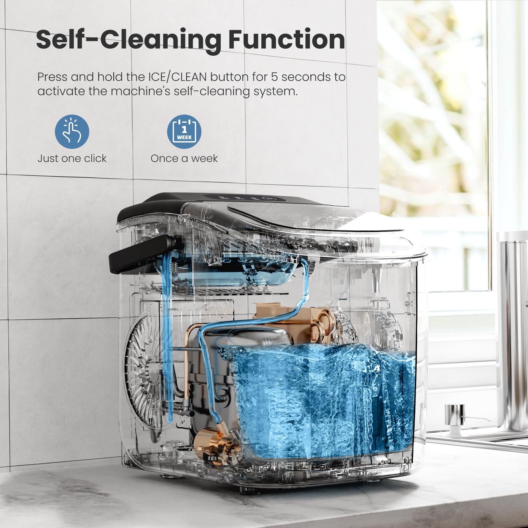 Ice Makers Countertop, Portable Ice Maker Machine with Handle,  Self-Cleaning Ice Maker, for Home/Office/Kitchen - On Sale - Bed Bath &  Beyond - 35665430