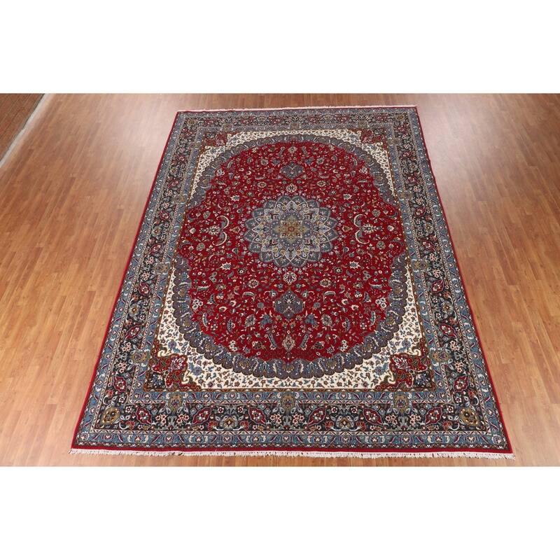 Medallion Kashan Turkish Area Rug Machine Made Living Room Carpet - 9'8" x 13'0"
