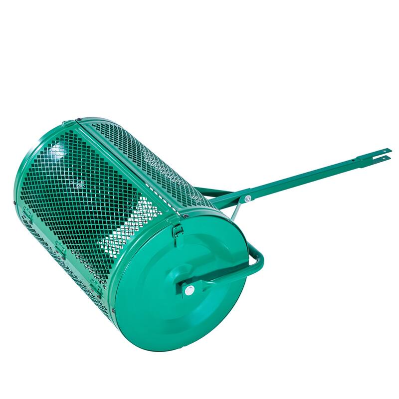 Compost Spreader, 24 in Wide Peat Moss Spreader with Push Tow Handle, 4 Heights Adjustable for Planting Seeding