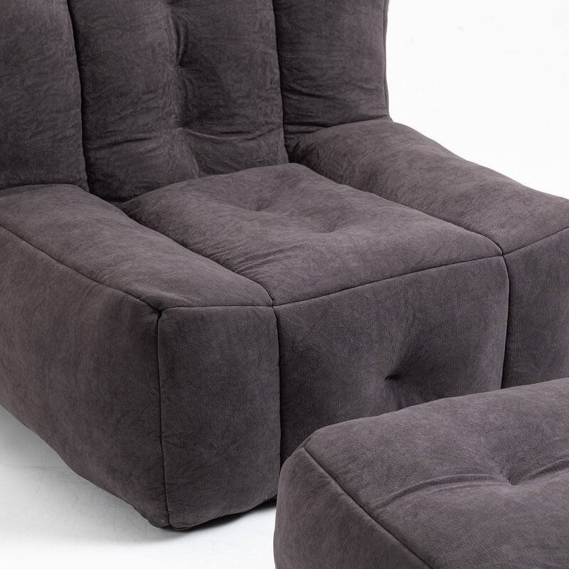 Fluffy Bean Bag Beanbag Chair with Memory Foam and Footrest