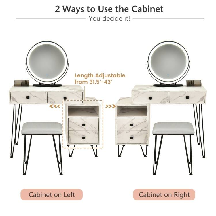 Modern Dressing Table with Storage Cabinet - 31.5" x 16" x 30" (L x W x H)