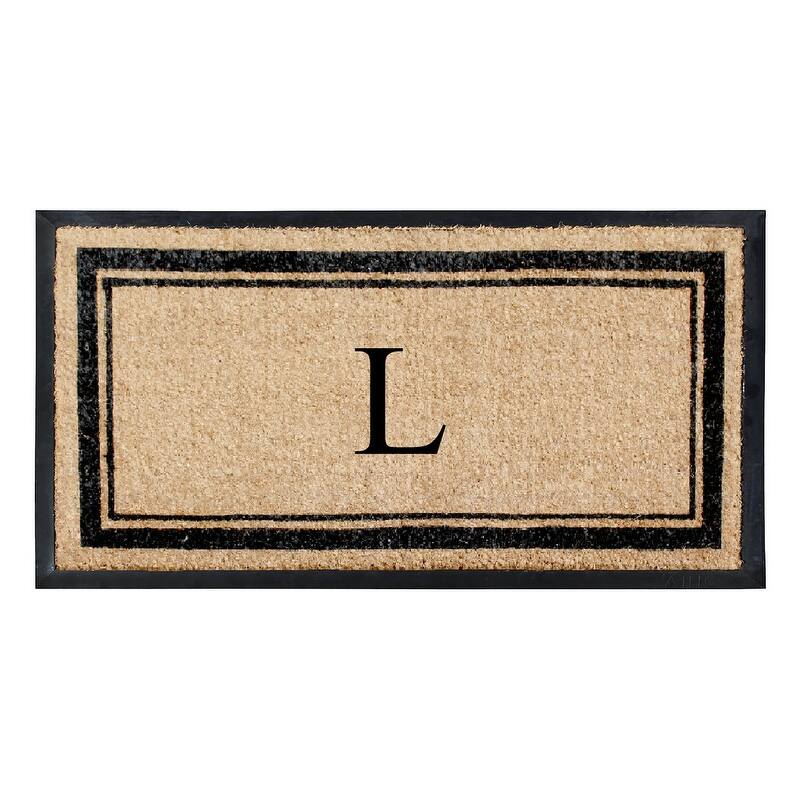 A1HC Picture Frame Natural Rubber & Coir Large Monogrammed Doormat 24"x48" - L