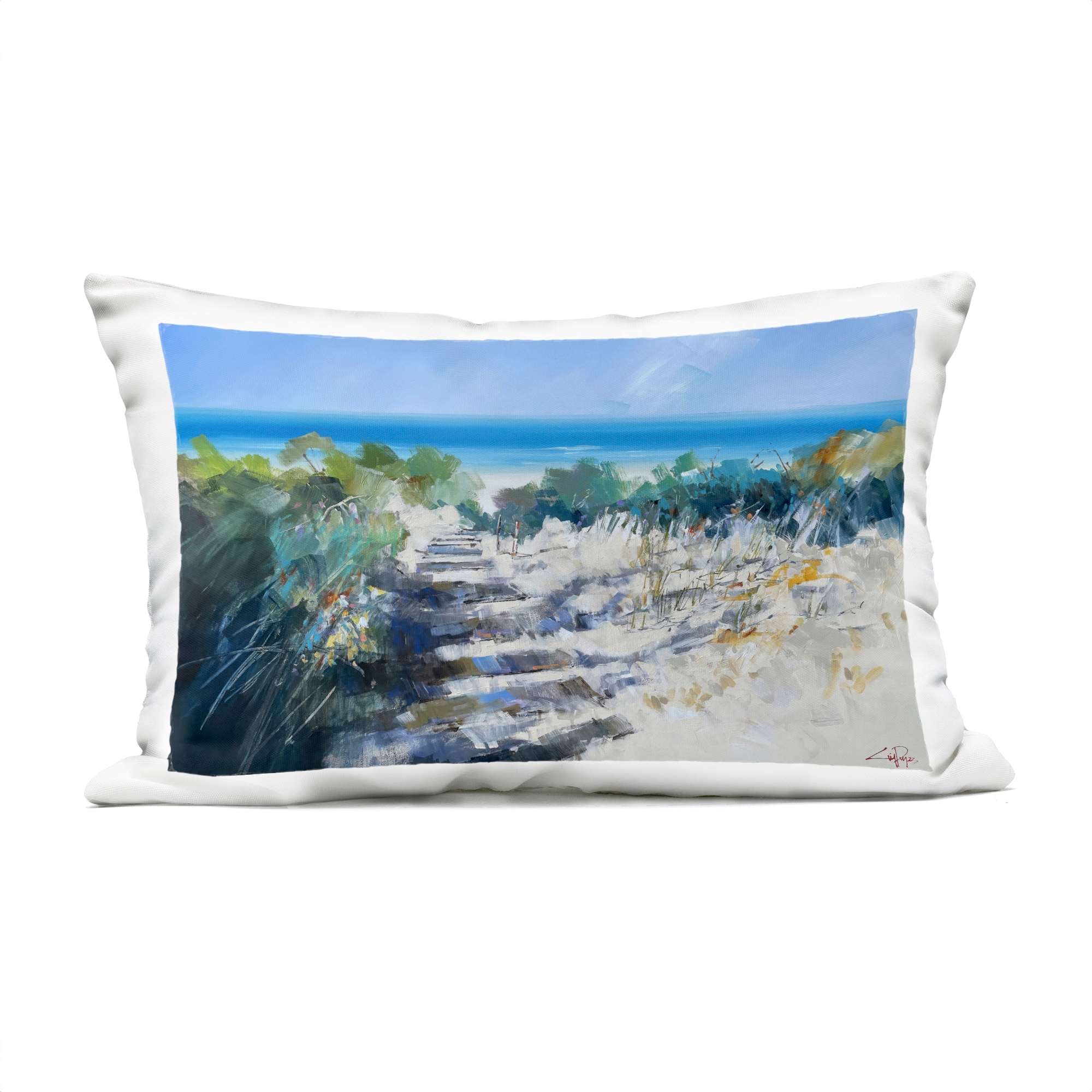Stupell Beach Steps in Robe Printed Outdoor Throw Pillow Design by Craig Trewin Penny