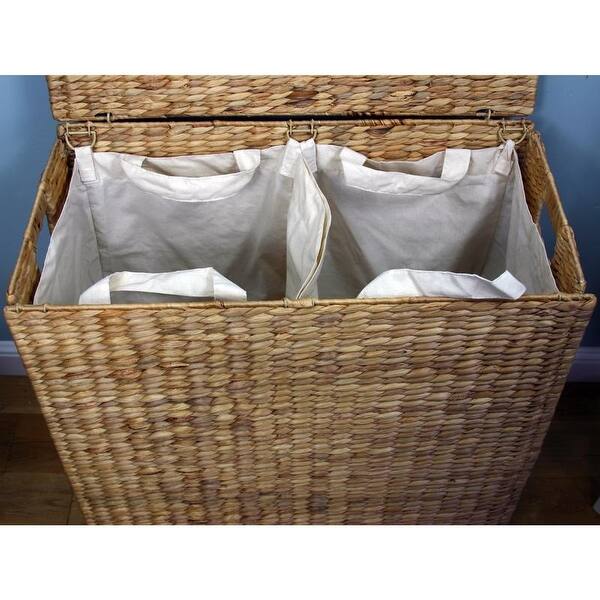Shop Double Sided Laundry Clothes Hamper Basket Wicker Seagrass