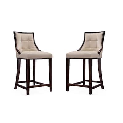 Manhattan Comfort Fifth Ave Dark Walnut Counter Height Bar Stool (Set of 2)