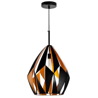 Oxide 1 Light Down Pendant With Black and Copper Finish - Black/Copper