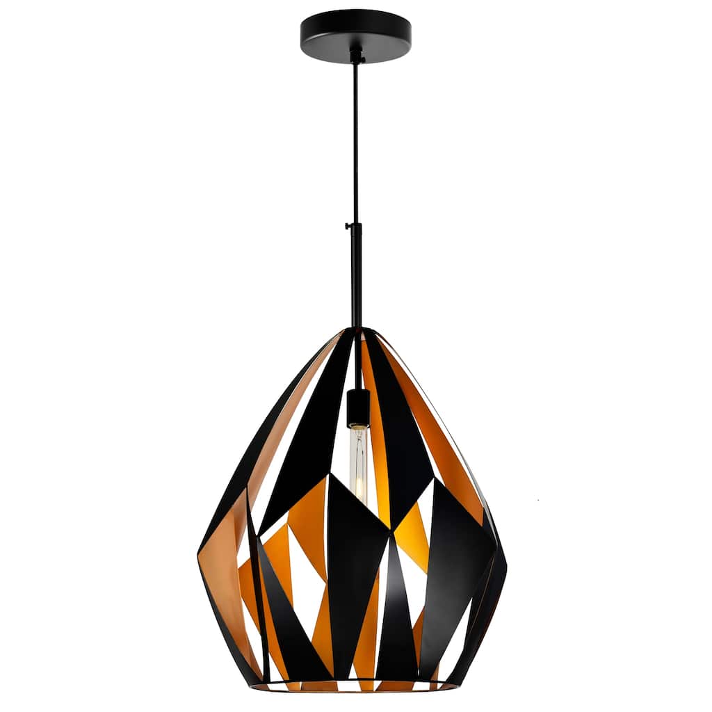 Oxide 1 Light 20in Black & Copper Down Pendant - Black/Copper