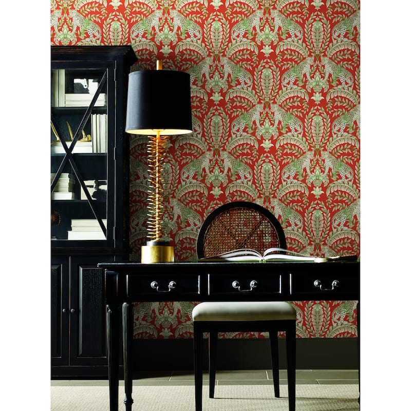 Wanek, Jungle Leopard Wallpaper, 27 in x 27 ft = 60.75 sq ft, Wallpaper Roll - Orange