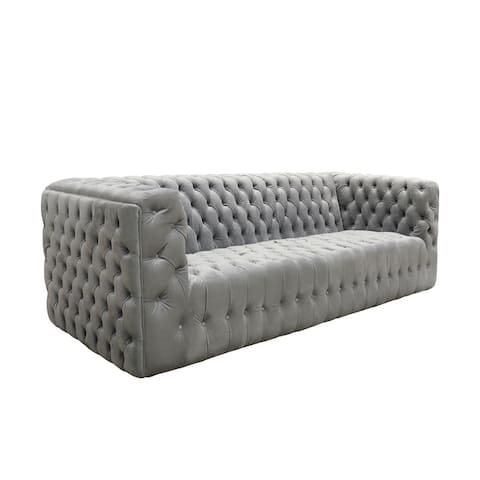 Pasargad Home Vicenza Collection Velvet Tufted Sofa - L89.37"XD36.22"XH30"