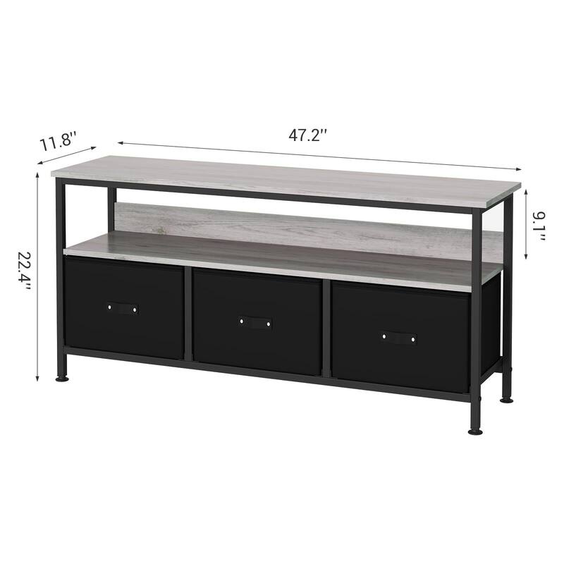 TV Stand Dresser for Bedroom with 3 Fabric Drawer Entertainment Center for 55 Inch Television