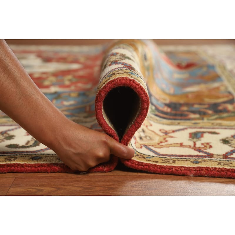 Medallion Orange Heriz Serapi Rug Handmade Traditional Wool Carpet - 8'8" x 11'5"