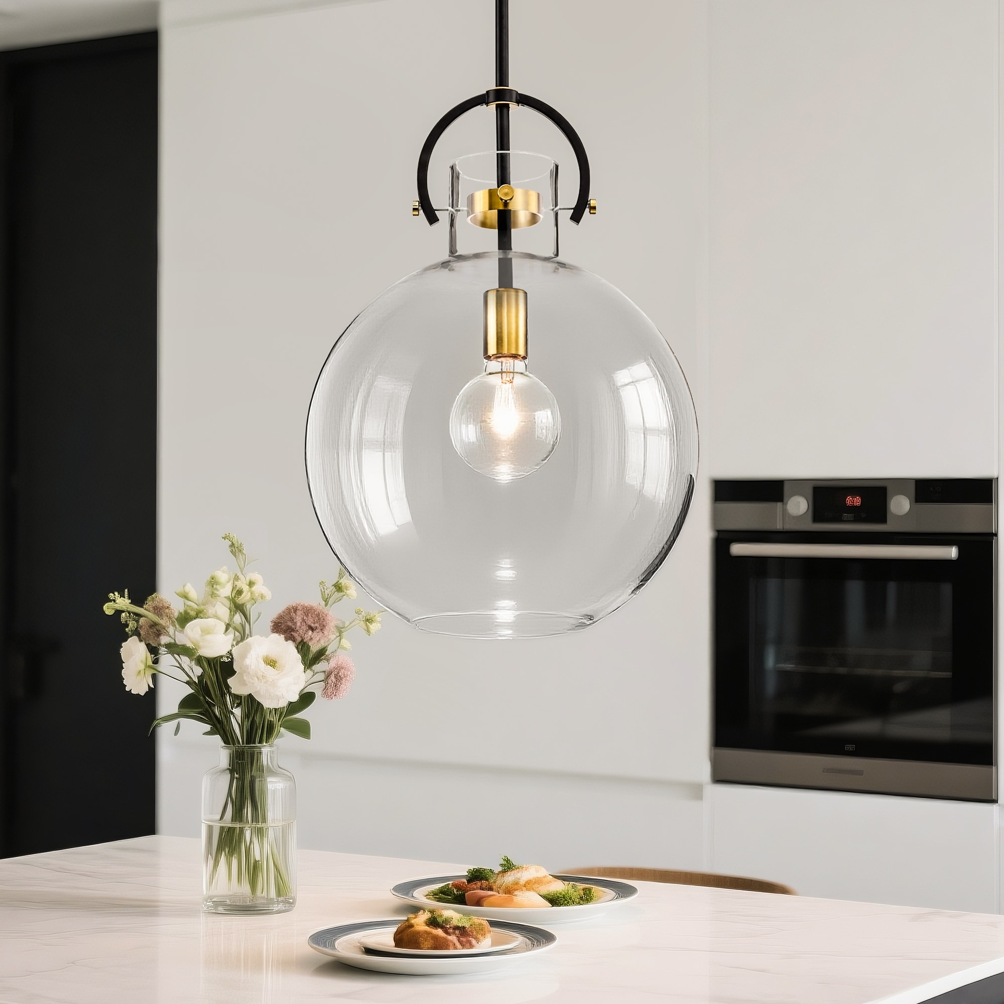 Matte Black and Gold 1-light Pendant