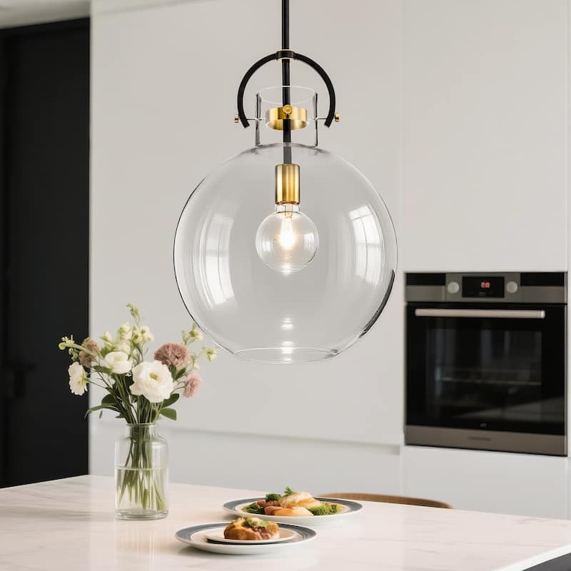 Matte Black and Gold 1-light Pendant