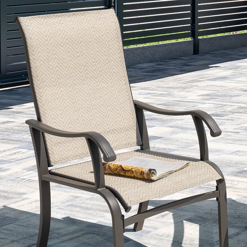 Outdoor 2-Piece Textilene Dining Chairs with Ergonomic Design, Beige