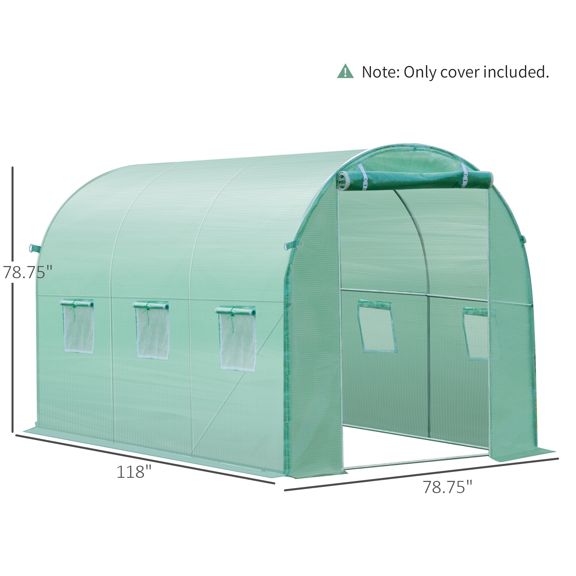 Outsunny Replacement Greenhouse Cover Tarp with 12 Windows for
