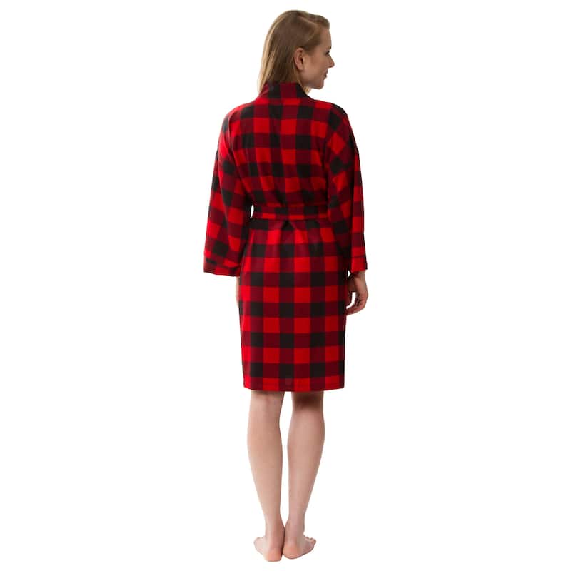Buffalo Plaid Robe, Women's Plaid Robe Knee Length