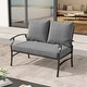 preview thumbnail 3 of 31, Outdoor Patio Metal 74" W Sofa/ 50" W Loveseat with Cushions