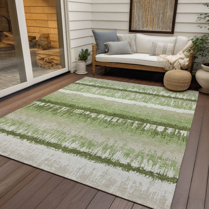 Machine Washable Indoor/ Outdoor Abstract Ombre Chantille Rug - Aloe - 2'6" x 3'10"