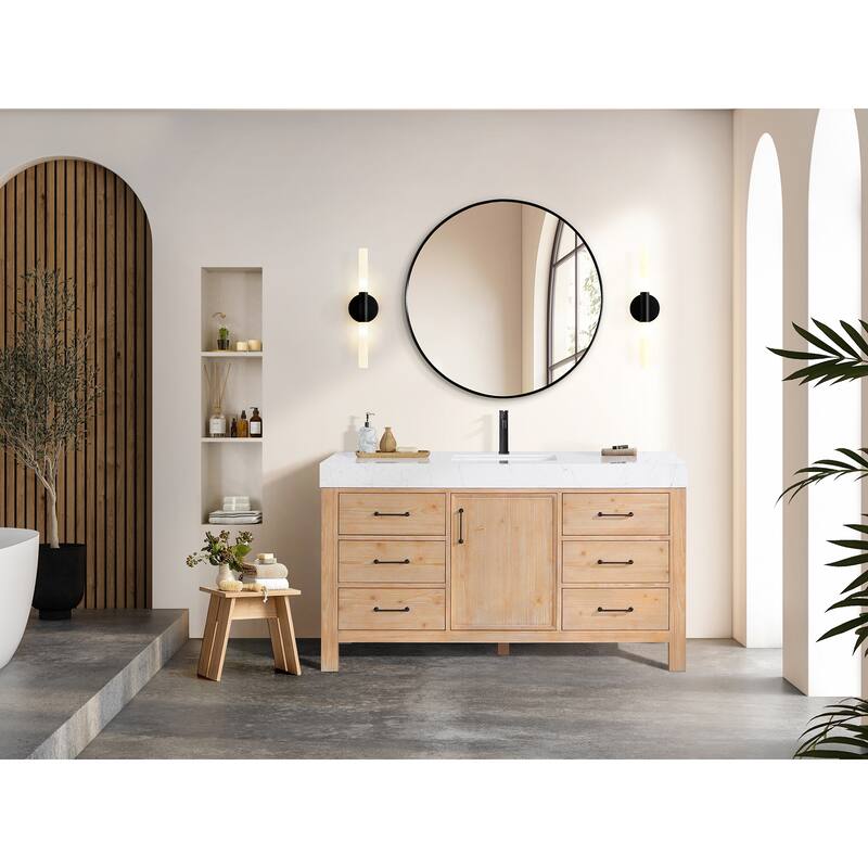 Leon 60 in. Single Bathroom Vanity with Composite Stone Top