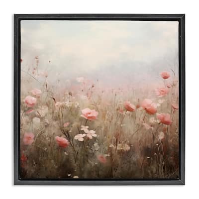 Stupell Blooming Pink Meadow Flowers Framed Floater Canvas Wall Art Design By Arlington Prints