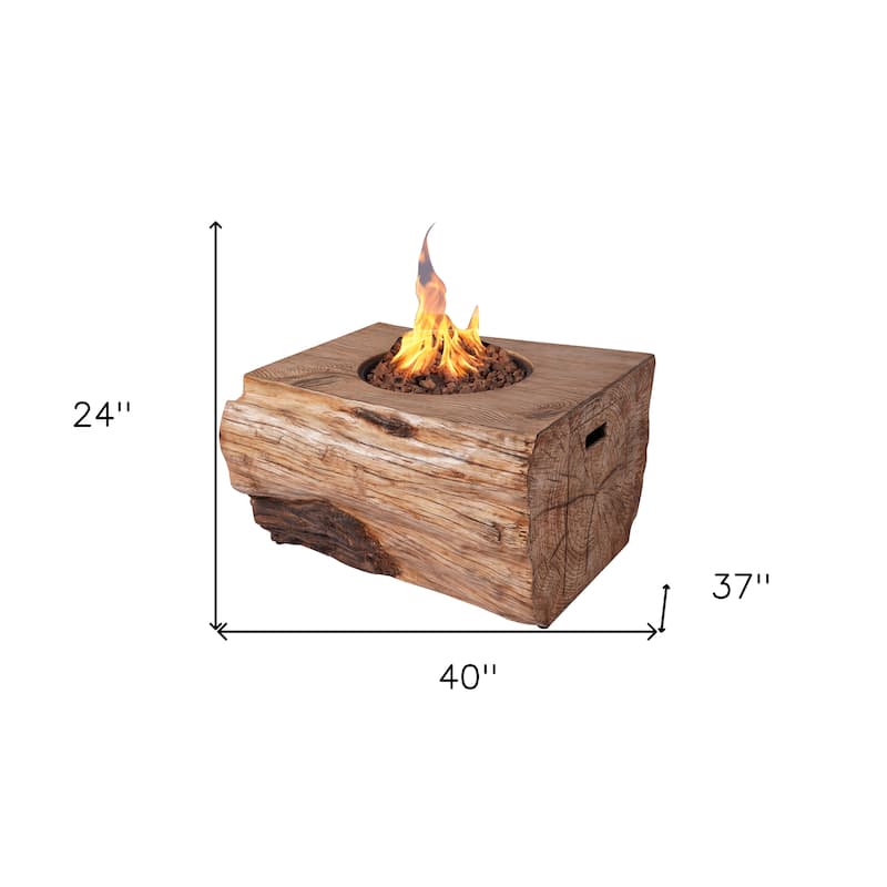 50000 BTU 40" Brown Aluminum Natural Gas Rectangular Fire Pit With Cover