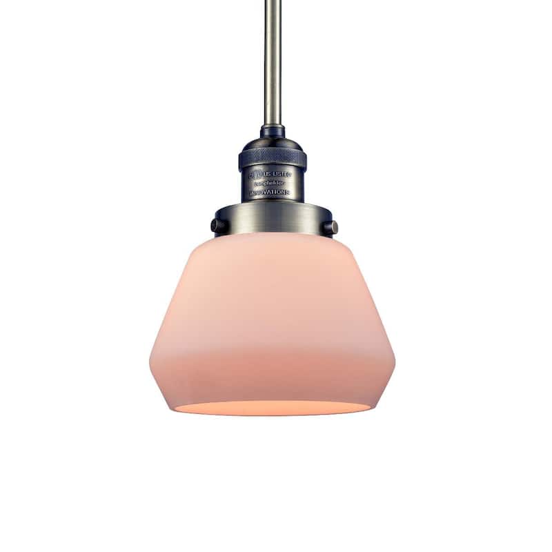 Innovations Lighting Fulton Single Light 7" Wide Mini Pendant with - Antique Brass / Matte White Cased