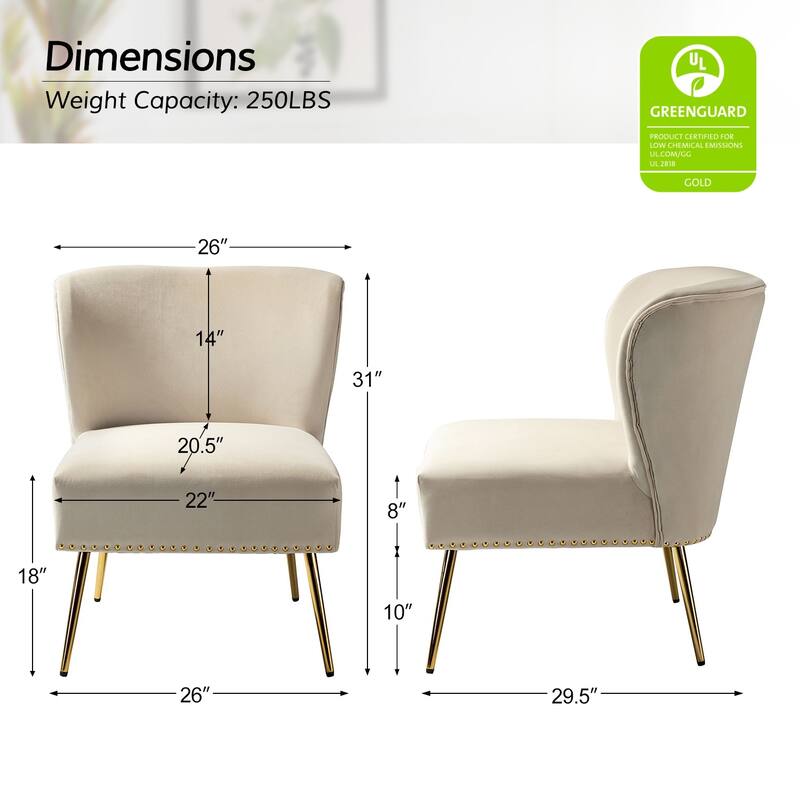 Celtia Modern Velvet Accent Side Chair with Nailhead Trim by HULALA HOME