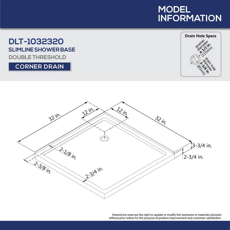 DreamLine Flex 32 in. D x 32 in. W x 74 3/4 in. H Pivot Shower Enclosure and Shower Base Kit - 32" x 32" - 32" x 32"