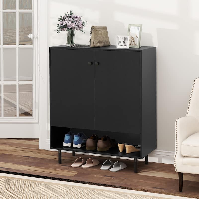 Gymax Sideboard Buffet Cabinet 2-Door Kitchen Storage Cabinet w/ - Black
