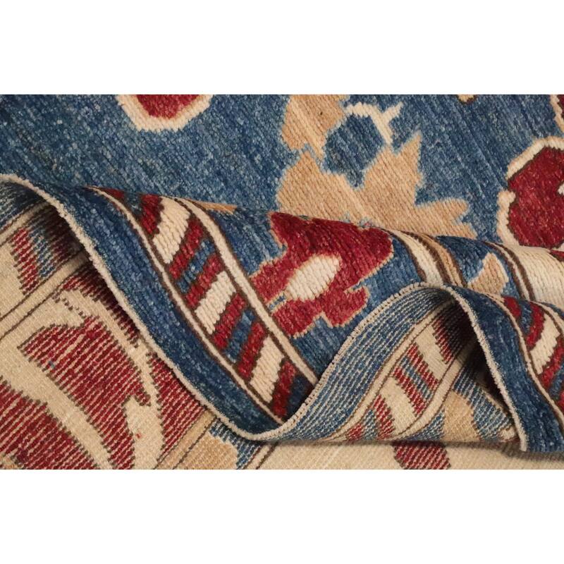 Hand Knotted Oriental 100% Wool Carpet Transitional Floral Navy Blue & Blues Oushak Area Rug - 10' 8'' X 8' 5''