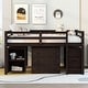 preview thumbnail 2 of 13, Minimalist Design Full Size Wood Loft Bed,Low Study Bed with Rolling Portable Desk,Ample Storage Space