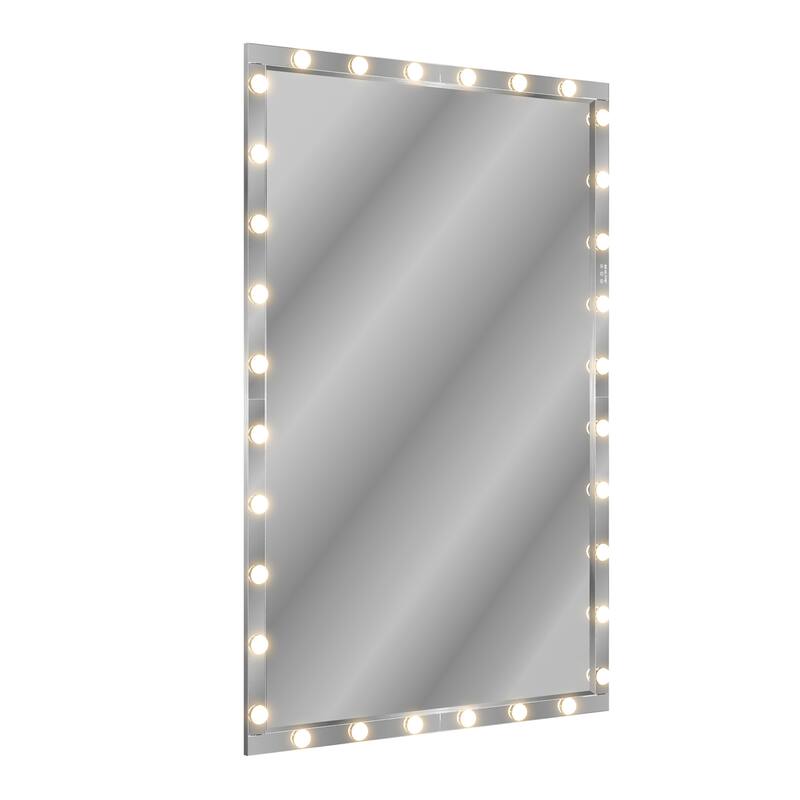 Large Full Length Vanity Mirror with 3 Color Mode Lights - Silver
