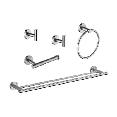 5 Piece Bathroom Towel Rack Set Wall Mount - Brushed Nickel